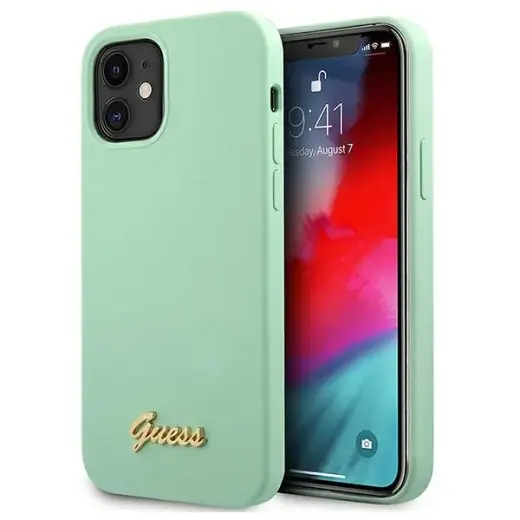 Guess GUHCP12SLSLMGGN iPhone 12 mini 5,4" zielony|green hardcase Metal Logo Script Фото num