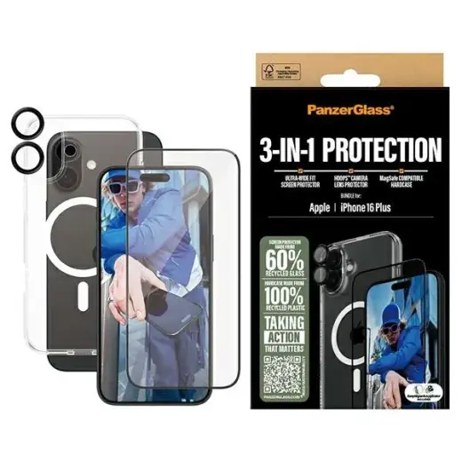 PanzerGlass Bundle 3in1 iPhone 16 Plus 6.7" D3O Hardcase + Screen Protector UWF+ Lens B1293+2863+1283 Фото num