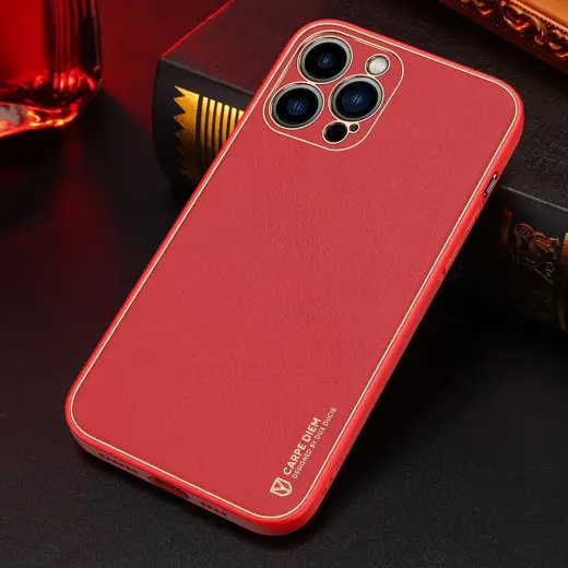 Dux Ducis Yolo elegant case made of soft TPU and PU leather for iPhone 13 Pro red Foto 3