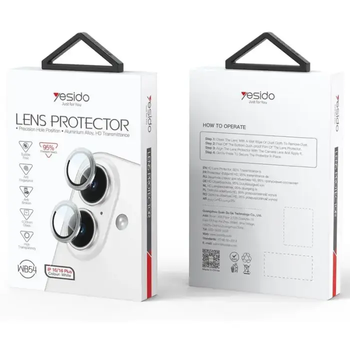 YESIDO LENS PROTECTION WB54 IPHONE 16/16 PLUS PINK Foto 2