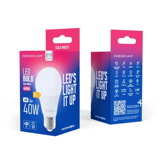Forever Light LED Bulb E27 A55 4W 480lm 6000K class E Foto 5
