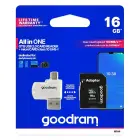 GOODRAM Memory MicroSD Card All in one - 16GB with adapter UHS I CLASS 10 100MB/s + reader Фото num