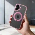 Case for iPhone 16 PRO Frame Circle Stand compatible with MagSafe pink — Foto 4