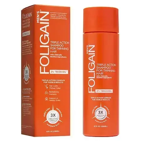 Foligain, Mens Triple Action Shampoo for Thinning Hair, 8 Oz