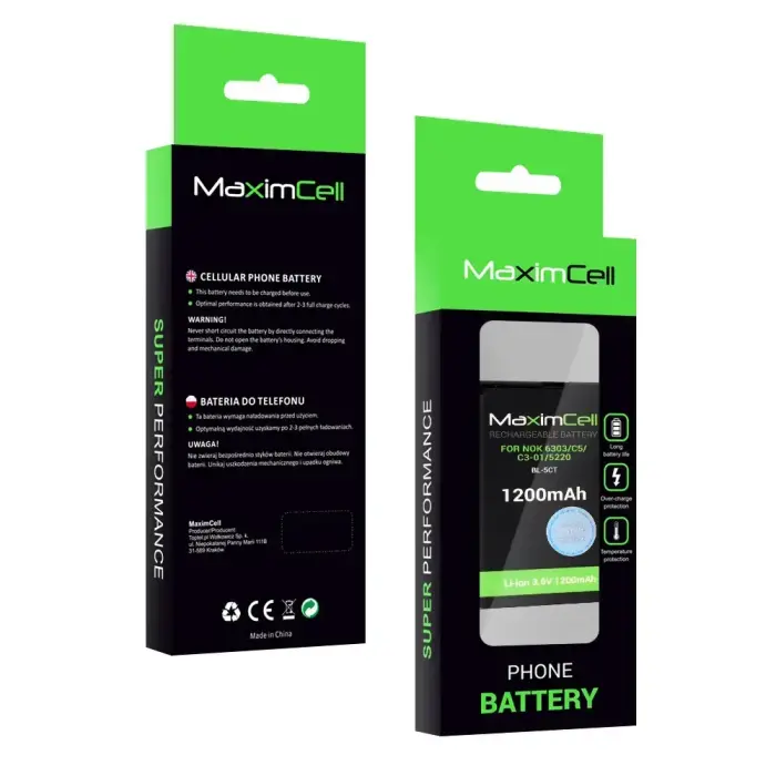 Maximcell Battery for Nokia 6303/C5/C3-01/5220 (BL-5CT) 1200mAh Li-ion Фото num