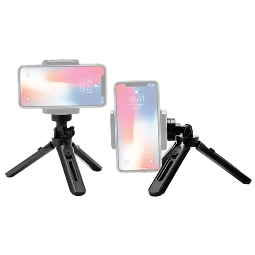 Mini statīvs ar tālruņa turētāju, selfiju nūjiņas kameras GoPro turētājs melns Foto 19