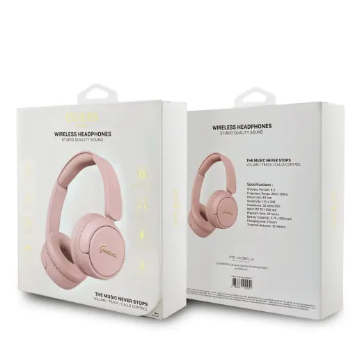 Guess Script Metal Logo Wireless Headphone Pink Foto 3