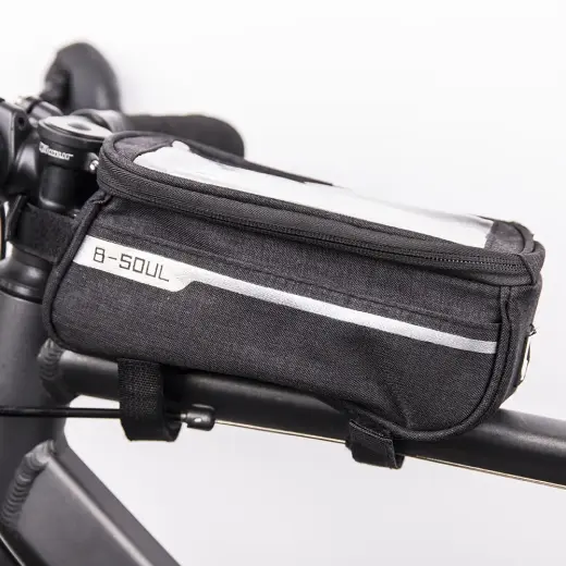 Waterproof bike frame bag with phone holder black Foto 3