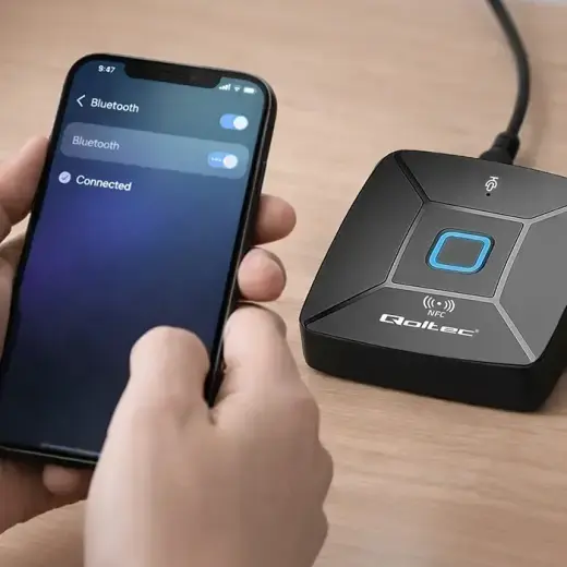 Qoltec Wireless Audio HiFi Home&Car Transmitter Receiver | Bluetooth 6.0 | NFC | 2 x RCA | 1 x 3.5mm MiniJack | Microphone Foto 11