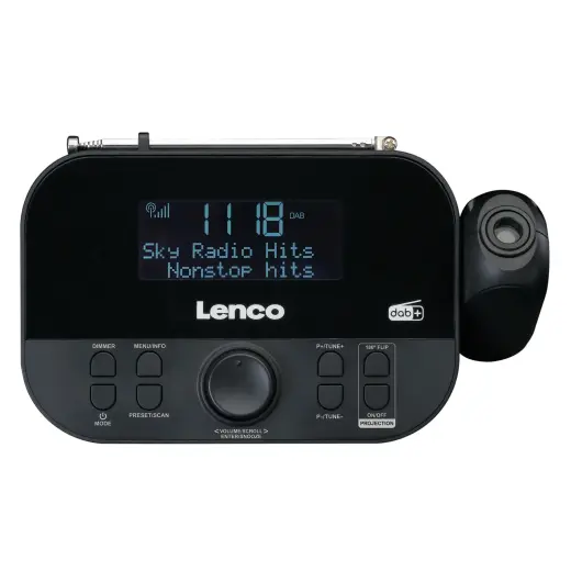 Lenco radio pulkstenis ar projekciju, melns Foto 5