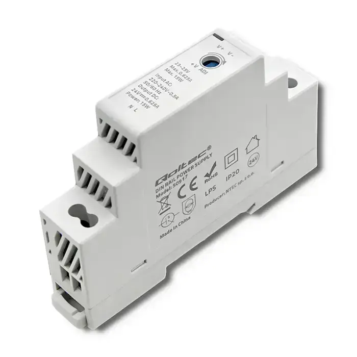 Qoltec DIN rail power supply | 15W | 24V | 0.625A | Gray Foto 6