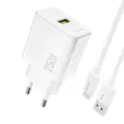 Dudao A27STEU 25W GaN USB-A Wall Charger with USB-A - USB-C Cable - White Foto 1