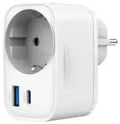 Lādētājs Gembird 2-port USB Fast Charger with Pass-through AC socket 20W White