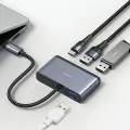 USAMS Adapter HUB 4w1 2xUSB 2.0|USB 3.0| USB-C szary|dark grey SJ627HUB01 (US-SJ627) Фото num