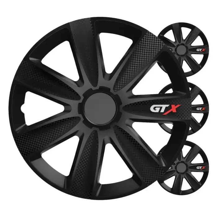 Комплект колпаков на колёса GTX 16", чёрный карбон, 4 шт., COLOR BOX