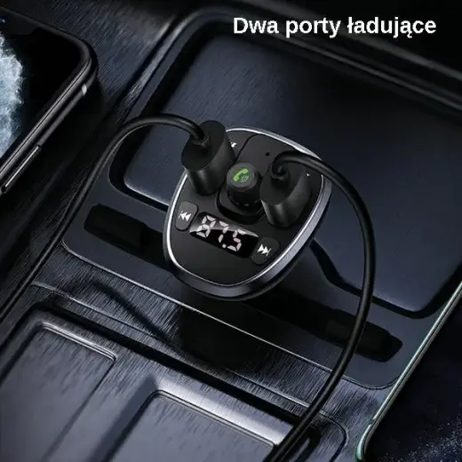 USAMS Zestaw głośnomówiący C21 z transmiterem FM, Bluetooth 5.0, MP3, 2xUSB 3,4A czarny|black CC115GC01 (US-CC115) Photo