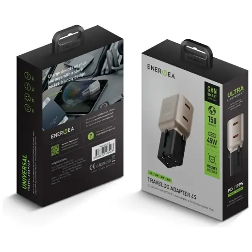 Wall charger Energea TravelGo Adapter 45 2xUSB-C 45W gold-black Photo
