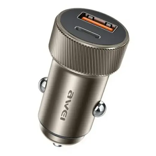 AWEI car charger C-857 33W USB+USB-C brown Фото num