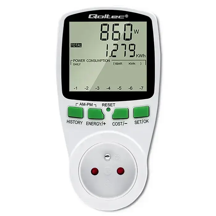 Qoltec Power meter PM0627 with history | 3680W | 16A | LCD Photo