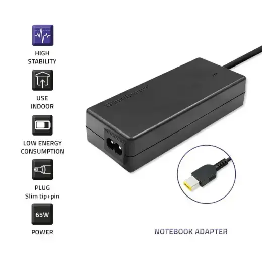 Qoltec Power adapter for laptop Lenovo 65W | 20V | 3.25A | Slim tip+pin | +power cable Photo