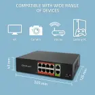 Qoltec FAST Ethernet PoE SWITCH | 8x RJ45 PoE | 2x RJ45 Uplink | 120W | 10/100 Mb/s Foto 2