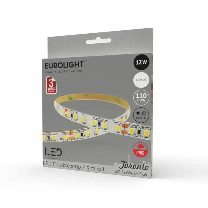 LED juosta Toronto Epistar 2835 12W 4000K IP65 CRI80 5m Eurolight Foto 2