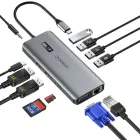 Choetech multifunctional HUB with display 12in1 USB-C to USB-C / USB-A / HDMI / VGA / AUX / SD / TF gray (HUB-M26) Фото num