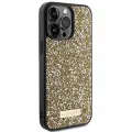 Guess Rhinestone Metal Logo case for iPhone 15 Pro - yellow Фото num