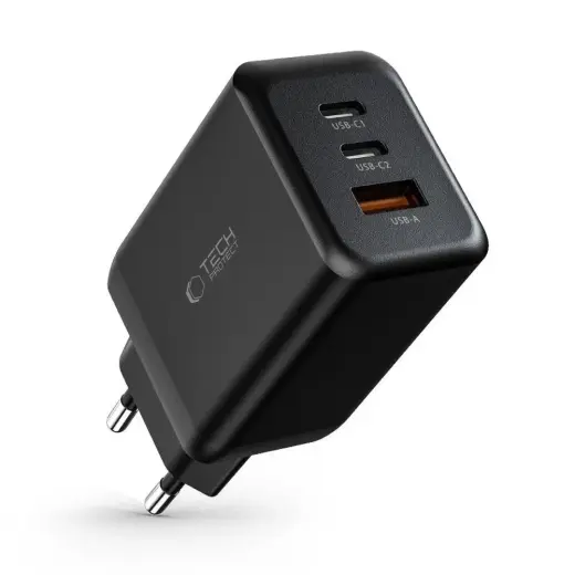 Tech-Protect C65W tīkla lādētājs | 65W | PD, QC 3.0 | USB-C, USB-A | melns Foto 4