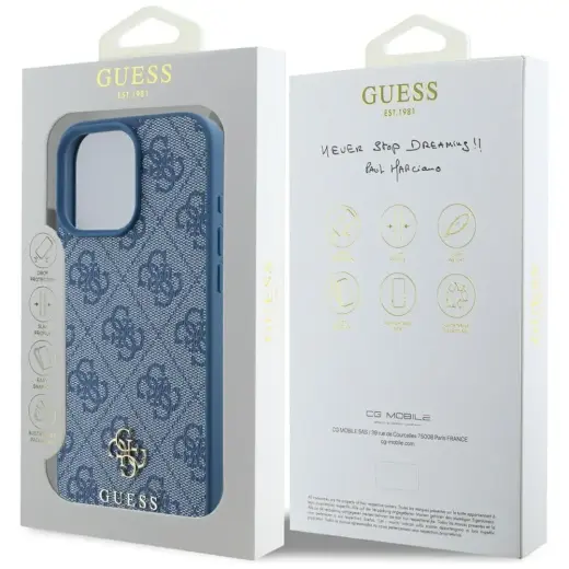 Etui Guess HC PU 4G Small 4G and Classic  do iPhone 16 Pro Max MagSafe niebieski Фото num