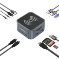 Hub USB-C 12 in 1 Wozinsky WHBC09Y8S multifunctional, with wireless charging function, aluminum, with 15 cm cable - gray Photo