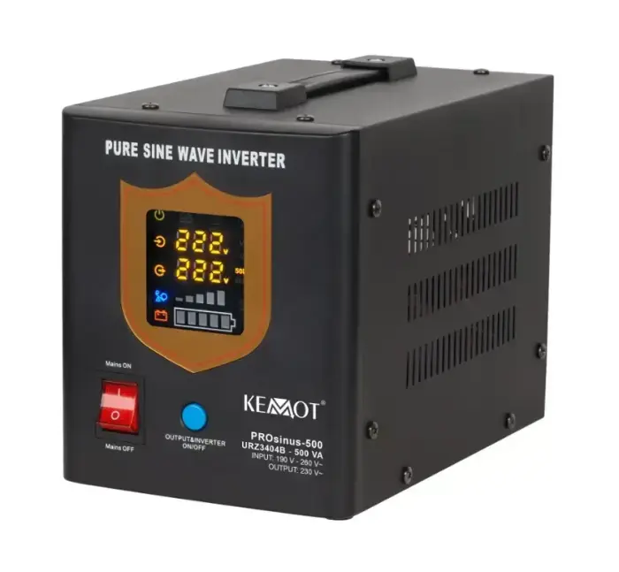 500VA/300W 12V/230VAC Nepārtrauktās barošanas bloks UPS, invertors ar sinusoidālu izejas spriegumu un uzlādes funkciju, PROsinus-500, melns
