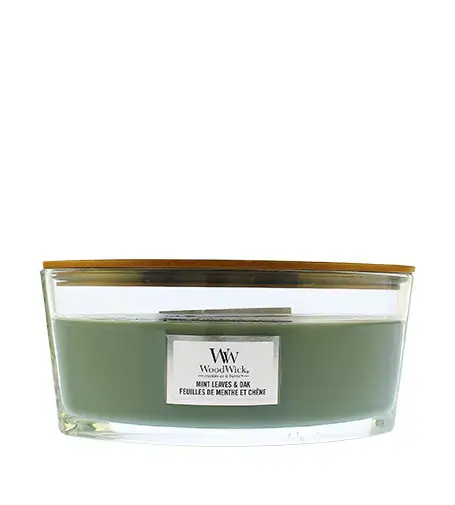 WoodWick Mint Leaves & Oak scented candle with wooden wick 453,6 g Foto 1
