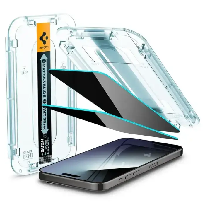 Spigen Glass tR EZ Fit (Privacy) 2 Pack - iPhone 15 Pro Max
