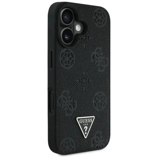 Чехол для телефона Guess Grained Hot Stamp Peony Triangle Logo MagSafe для iPhone 16 черный Фото num
