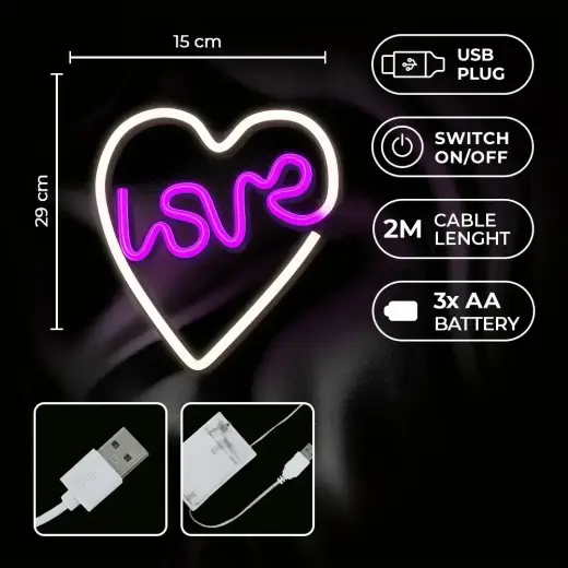 Neon LED Light LOVE HEART purple white NNE02 Neolia Foto 6