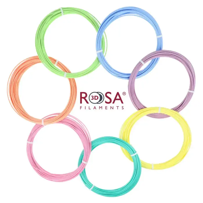 Filament PLA set 7 pastell colors 30g each (10m) 1.75mm for 3D pens ROSA3D