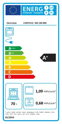 Electrolux iebūvējama tvaika cepeškrāsns, 70 l,  melna Photo