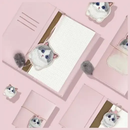 Nimmy Zestaw 2w1 notatnik + długopis      różowy|pink Big Eyed Pet 2.0 Cat Photo