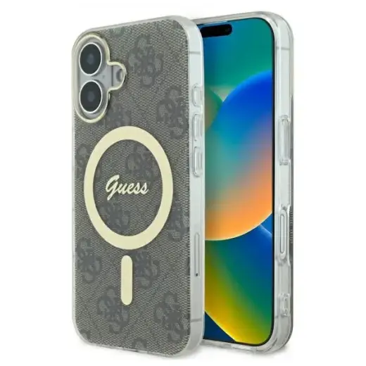 Guess GUHMP16SH4STW iPhone 16 6.1" brown hardcase IML 4G MagSafe