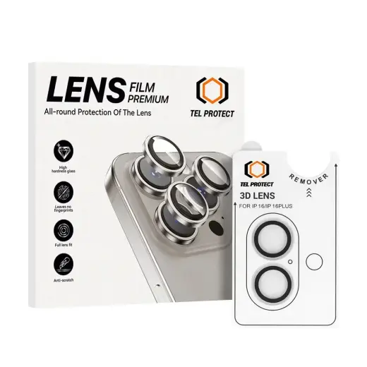 Tempered glass Tel Protect 3D Lens on camera for Iphone 16/16 Plus transparent (lens 2 pieces)