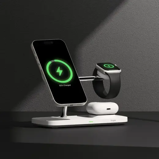 RINGKE 3IN1 QI2 MAGNETIC MAGSAFE WIRELESS CHARGER WHITE Фото num