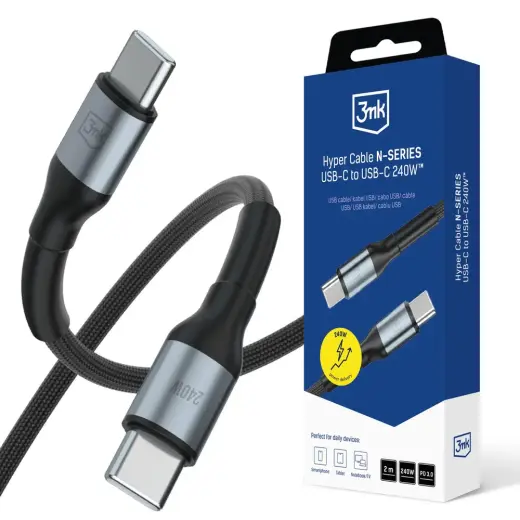 3mk Hyper Cable N-SERIES USB-C | USB-C 2m 48V|5A 240W | black