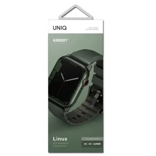UNIQ pasek Linus Apple Watch Series 4|5|6|7|8|SE|SE2|Ultra 42|44|45mm. Airosoft Silicone zielony|moss green Foto 3