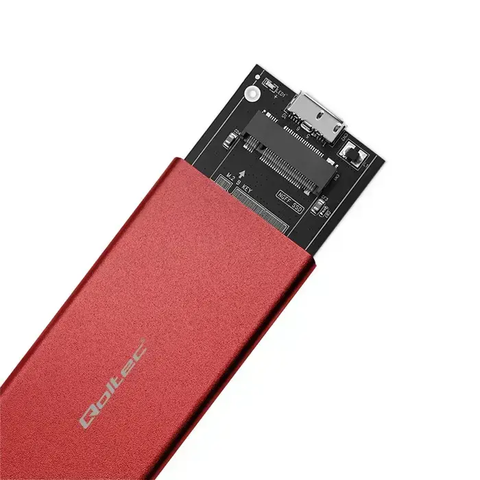 Qoltec Aluminium Enclosure | M.2 SSD drive | SATA | NGFF| USB 3.0 | Super speed 5Gb/s | 2TB | Red Foto 15