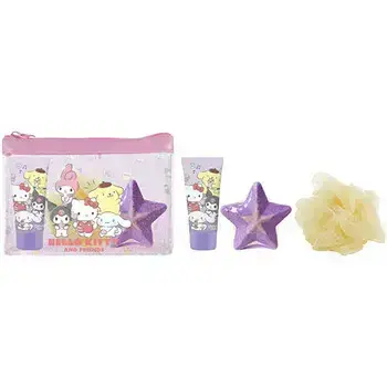 Dětské parfémy Hello Kitty Dárková sada Sprchový gel 35 ml, bomba do koupele, mycí houba a kosmetická taška