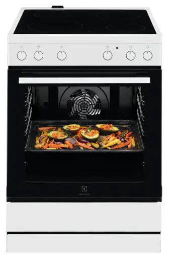 Electrolux elektriskā plīts ar elektrisko cepeškrāsni, 596 mm, balta