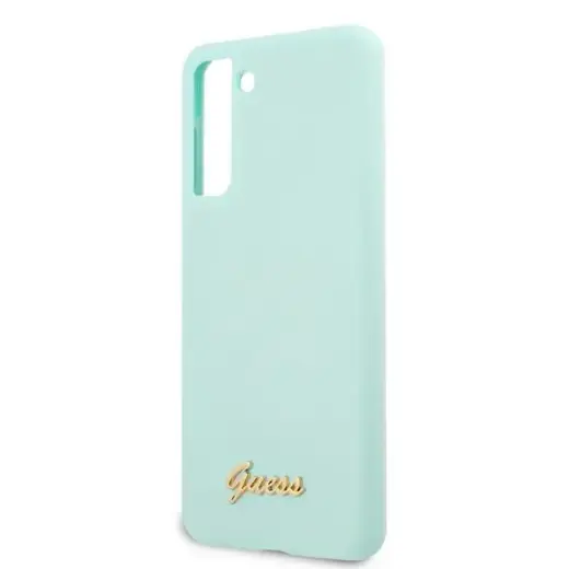 GUHCS21MLSLMGLB Guess Silicone Metal Logo Script Cover for Samsung Galaxy S21+ Light Blue Фото num