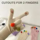 Gloves for touch screens with pom poms BLACK Photo