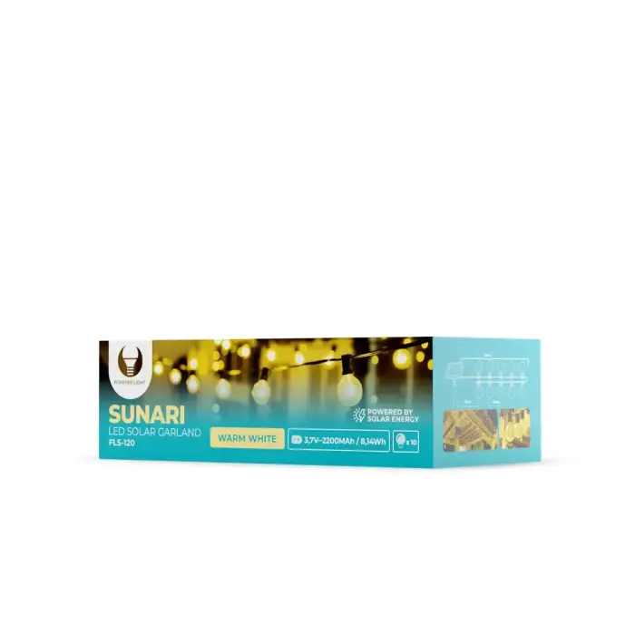 Forever Light LED Solar Garland SUNARI FLS-120 5,5m + 10 bulbs clear G40 IP44 Photo